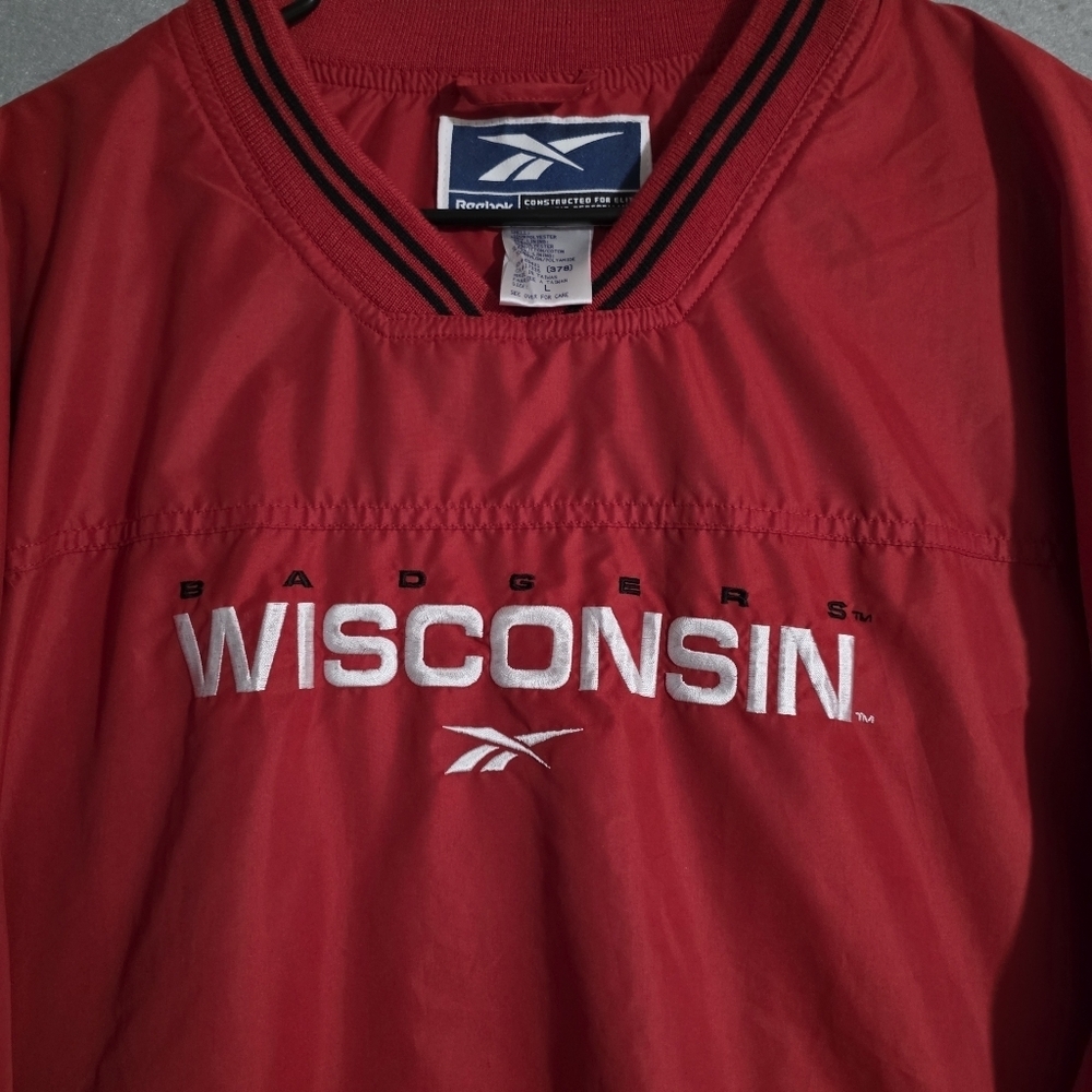 VTG Reebok Mens Wisconsin Badgers Embroidered Windbreaker Size Large - Picture 5 of 12